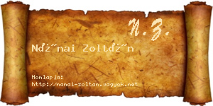 Nánai Zoltán névjegykártya